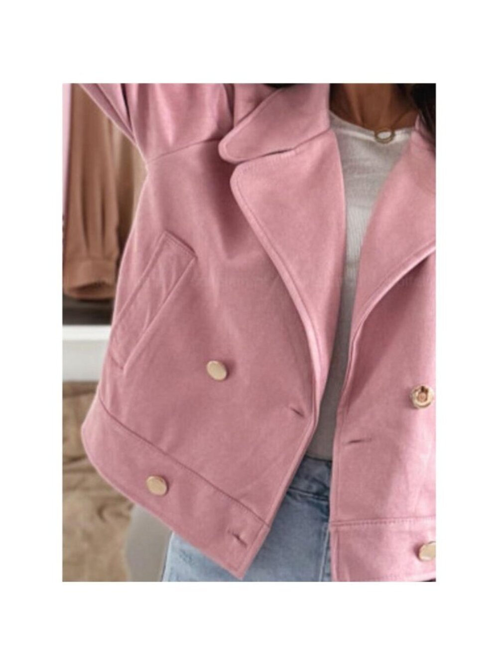 Chic Double-Breasted Cropped Jacket - Picture 11 of 12